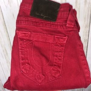True Religion Red Skinny Jeans Size 26